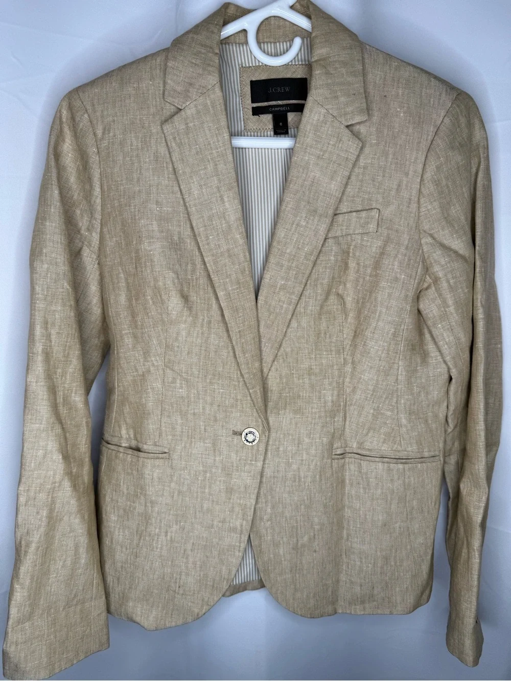 J.Crew Campbell blazer made from a linen blend.beige size 6